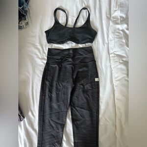 Vuori Black and Gray Striped Activewear Set